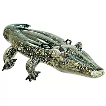 Uzpūšamais peldmatracis bērniem Intex 57551, krokodils, 170x86 cm, zaļš