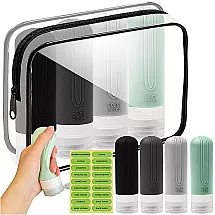 Ceļojumu kosmētikas somiņa Trizand 25760 ar silikona pudelītēm rokas bagāžai