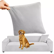 Elastīgs velūra stūra dīvāna pārvalks Ruhhy 190-230cm 26182, gaiši pelēks