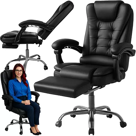 Office chair with footrest - black Malatec 26195