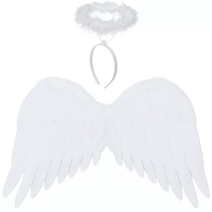 Eņģeļa spārnu komplekts ar aureolu 50 x 35 cm Ruhhy 26480, balts