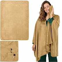 Ruhhy 26226 USB apsildāms pleds pleciem un mugurai, 160x90 cm, bēšs