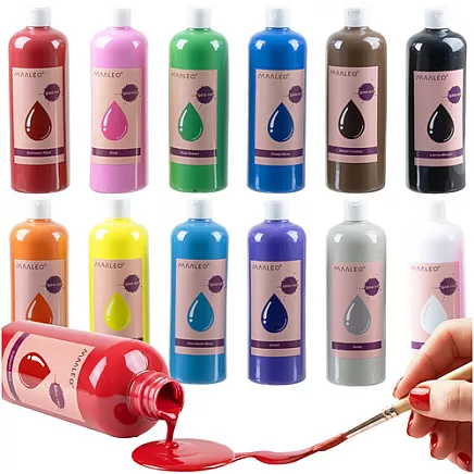 Guaša krāsu komplekts bērniem Maaleo 12 x 500 ml 26340