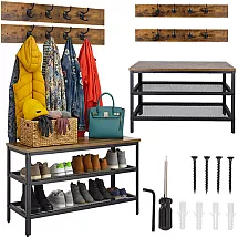 Apavu plaukts ar drēbju pakaramo un solu Ruhhy 27037, 73 cm