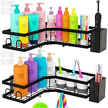 Stūra plaukts vannas istabai bez urbšanas Ruhhy 27092, 2 gab. komplekts, melns