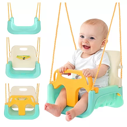 Kruzzel 3-in-1 Cream and Turquoise Childrens Swing
