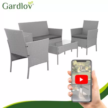 Meble ogrodowe rattanowe szare Gardlov 26910