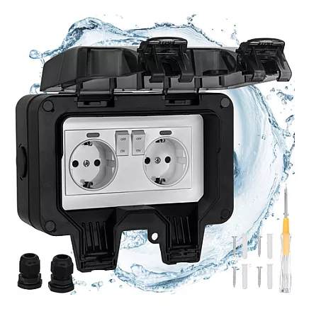 Double external socket 17x11x10cm Izoxis