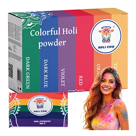 Holi Color Powder Set 6x100g Holi Cow 27335