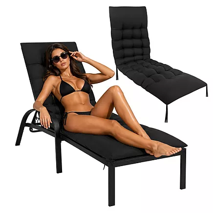 Gardlov black quilted garden lounger cushion