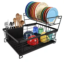 Zortiva two-level dish drainer
