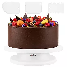 Rotating cake stand + 3 spatulas for decorating cakes