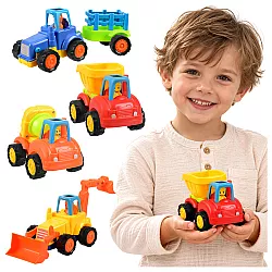 Traktor/ koparka/ wywrotka z napędem- zestaw 4szt.