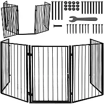 Легко устанавливаемые регулируемые черные каминные ворота безопасности с петлями против случайного открытия и сегментными петлями, расширяемые и универсальные