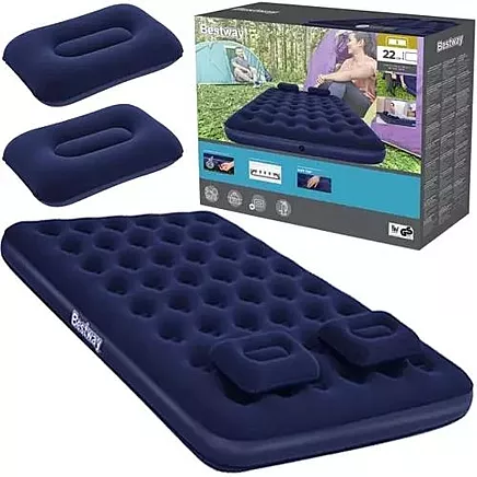 BESTWAY 67374 Piepūšamais divvietīgs matracis + 2 spilveni, 203x152x22 cm l Inflatable double mattress