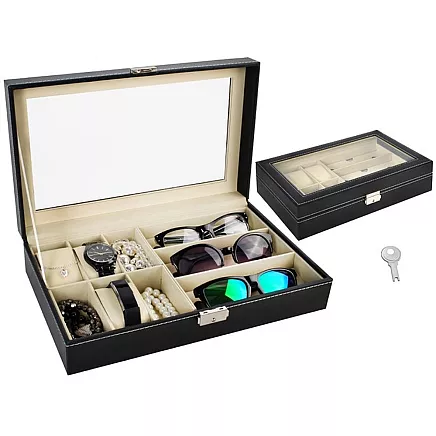 Watch and glasses organizer black