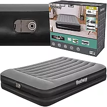Bestway 67403 Ērts divvietīgs gaisa matracis ar integrētu elektrisko sūkni un spilvenu - izturīgs, piepūšams, āra kempinga gulta 203x152x46cm