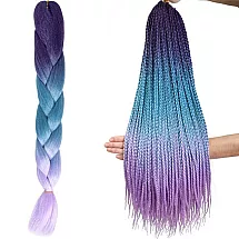 Kanekalons Sintētiskās Ombre Afro Bizes Frizūrām 60cm, Violets-Zils