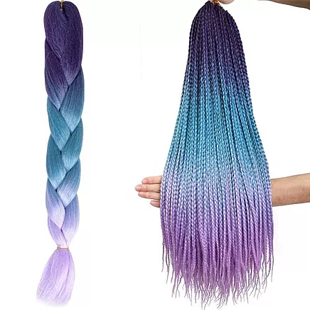 Kanekalons Sintētiskās Ombre Afro Bizes Frizūrām 60cm, Violets-Zils