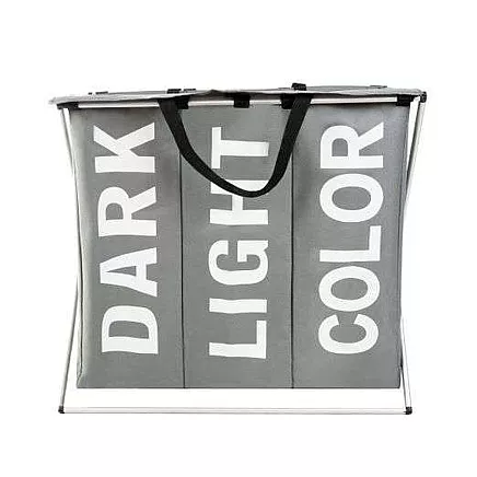 Laundry basket - 3 compartments on a foldable frame