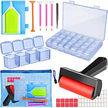 Dimantu izšūšanas piederumu komplekts ar rullīti un organizatoru