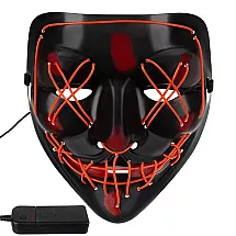LED Svētku Maska ar 3 Gaismas Režīmiem - Universāla un Ērti Elpojoša, Melnā/Sarkanā Krāsā