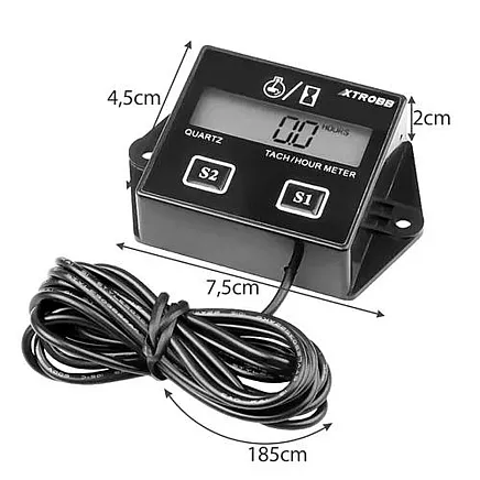 Universālais elektroniskais tahometrs, motora stundu skaitītājs (mērītājs) 2T/4T