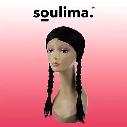 Augstas kvalitātes Ready-Braids sieviešu garā melnā parūka - izturīgi, viegli kopjami sintētiskie mati stilīgām ballītēm, regulējams izmērs 52,7 cm-57,3 cm un viegls svars 159 g
