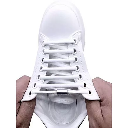 Malatec Elastīgas Apavu Auklas Šņores Striķi - Bez Sasiešanas, Balts