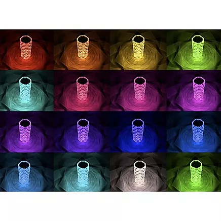 Сенсорное управление LED Хрустальная лампа с проекцией розы, 16 цветов + 5 уровней интенсивности, пульт дистанционного управления и перезаряжаемая батарея