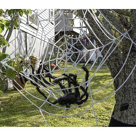 Гигантский паук 90 см - черное волосатое украшение для Хэллоуина с красными глазами и регулируемыми ногами - идеально подходит для страшной вечеринки, костюма, реквизита или гаджета для фильма, легкий и прочный