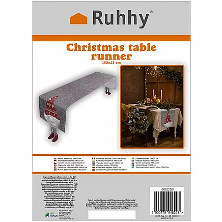 Праздничные рождественские столовые дорожки из слонов - легкая чистка, 2 дизайна, защита поверхности - серый, красный, белый полиэстер