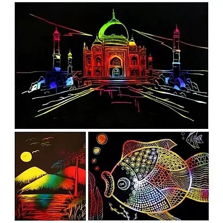 Skrāpējama papīra komplekts zīmēšanai ar koka irbuli