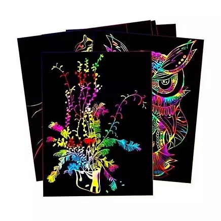 Skrāpējama papīra komplekts zīmēšanai ar koka irbuli