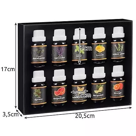 Ēterisko Eļļu Komplekts Aromaterapijai, 10x15ml