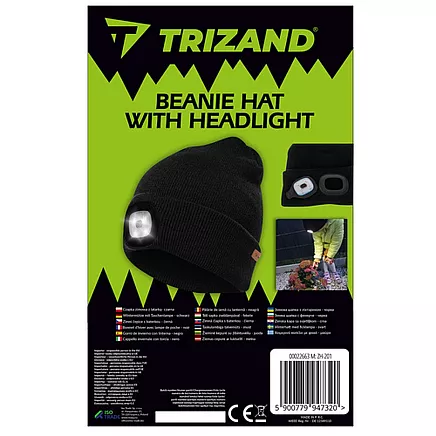 Ziemas cepure ar lukturīti - Melnā _ Trizand