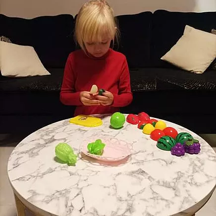 Set of fruit and vegetables for cutting in a basket 22576