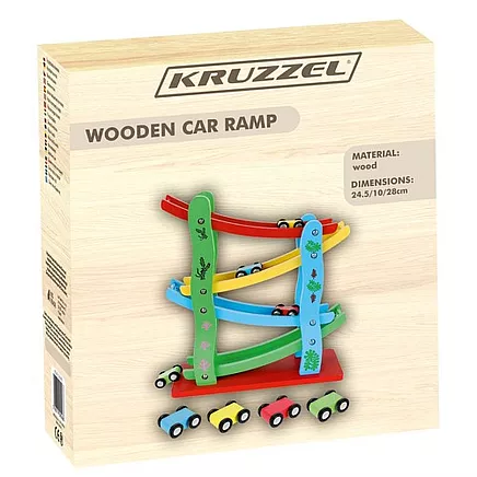 Koka slidkalniņš auto trase ar 4 mašīnām 22457