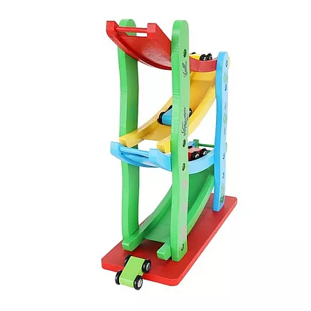 Koka slidkalniņš auto trase ar 4 mašīnām 22457