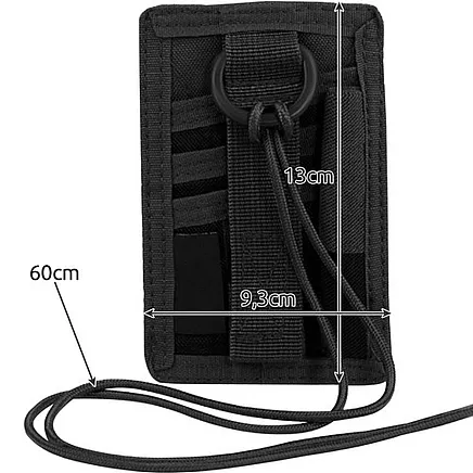 Daudzfunkcionāls ID kartes un caurlaides maciņš Trizand 23029 ar lentu, melns