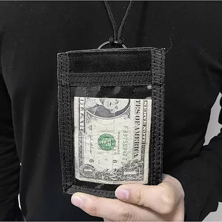 Daudzfunkcionāls ID kartes un caurlaides maciņš Trizand 23029 ar lentu, melns