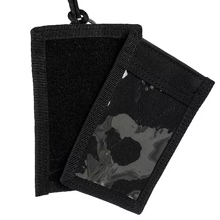 Daudzfunkcionāls ID kartes un caurlaides maciņš Trizand 23029 ar lentu, melns