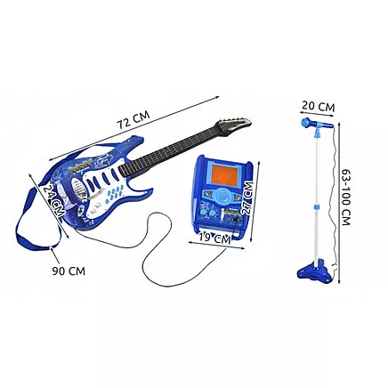 Bērnu elektriskā ģitāra ar mikrofonu un pastiprinātāju, zila 22409
