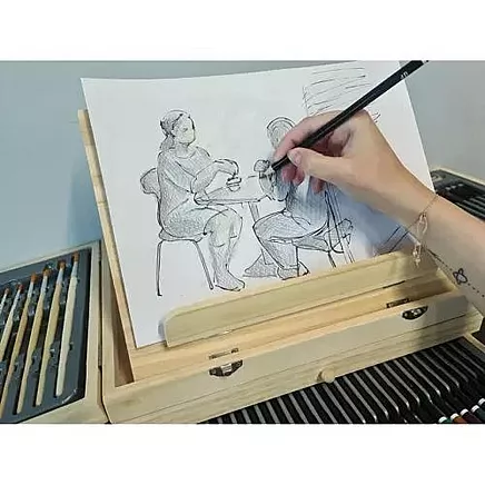 Полный набор для рисования из 83 предметов с портативным чемоданом, мольбертом и различными художественными принадлежностями - высококачественный деревянный ящик для хранения с практичными отделениями
