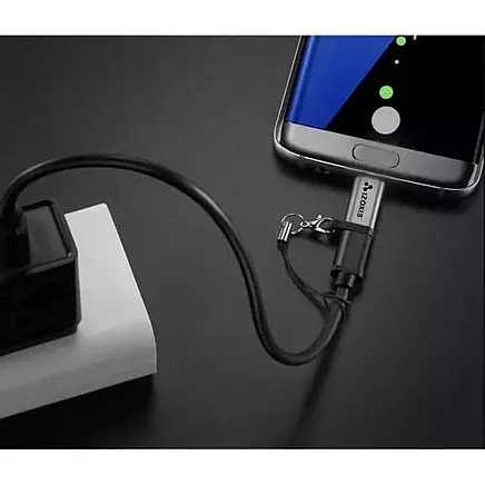 Plug & Play Micro USB 2.0 to USB Type-C OTG Adapter with Lanyard - совместимость 480 Мбит/с передачи данных и 2.1A зарядки, прочный и портативный