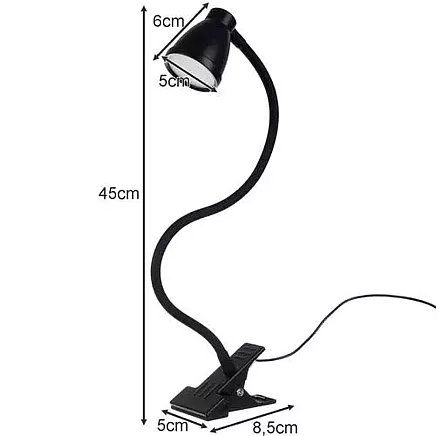 Galda lampa ar klipsi un pamatni Izoxis 19454, melna
