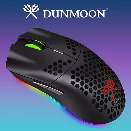 Беспроводная игровая мышь DUNMOON с быстрым оптическим сенсором, RGB LED подсветкой, 6 кнопками, регулируемым DPI и аккумулятором емкостью 400 мАч - максимальный контроль и точность игры для профессиональных геймеров