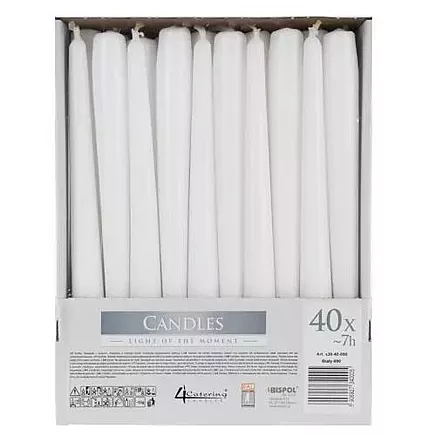 White taper candle - set of 40