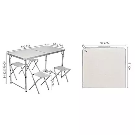 Trizand saliekams kempinga komplekts 23238: galds un 4 krēsli