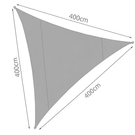 Trīsstūrveida saules bura Gardlov 23141, 4x4x4m, pelēka